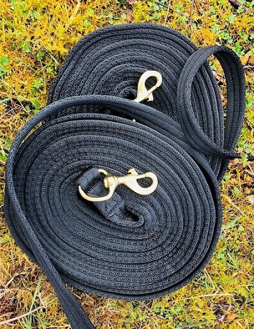 thumbnail image 2 of Downunder Horsemanship 23-Foot Long Line - Marine Rope Training Lead With Leather Popper 2 of 5